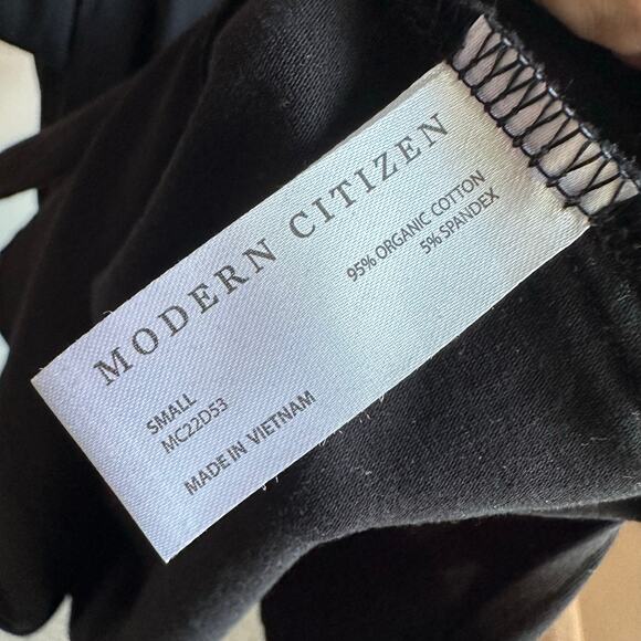 Modern Citizen Fei Tie Front Organic Cotton Midi Dress Black Small - Picture 8 of 11